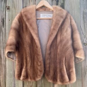 VINTAGE EMBA Pastel "Royal Quality" Natural Brown Mink Stole/Cape-let